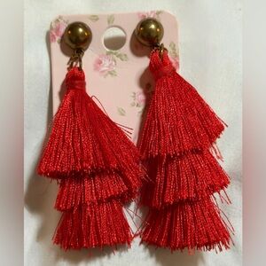 Elegant Red Tassel Earrings B8